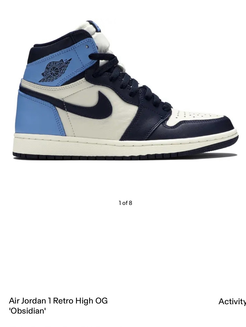 Nike Sneakers Air Jordan 1 Retro High OG Obsidian Blue and White Fashion Shoes